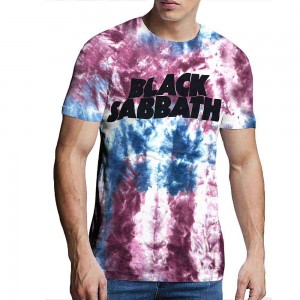 Black Sabbath Unisex T-Shirt: Wavy Logo (Blue & Red) (Wash Collection) (X-Large)