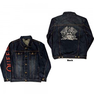 Queen Unisex Denim Jacket: White Crest (Back Print) (X-Large)