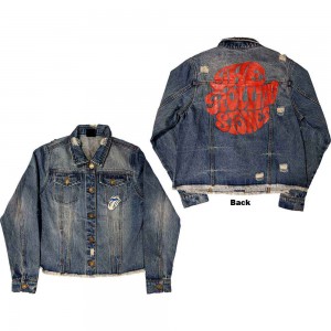 The Rolling Stones Ladies Denim Jacket: Script (Light Denim Blue) (Back Print) (Small)
