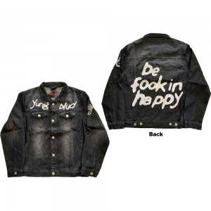 Yungblud Unisex Denim Jacket: Be Fooking Happy (Back & Sleeve Print) (Medium)