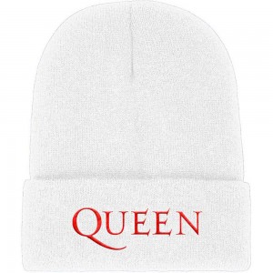 Queen Unisex Beanie Hat: Logo (White)