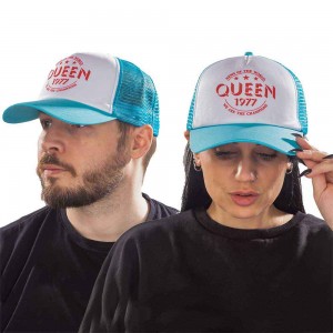 Queen Unisex Mesh Back Cap: Champions 77 (Blue & White)
