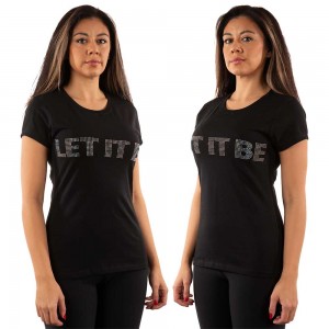 The Beatles Ladies T-Shirt: Let It Be Crystals (Black) (Embellished) (Medium)