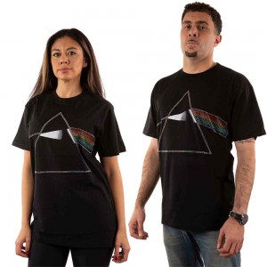 Pink Floyd Unisex T-Shirt: Dark Side of the Moon (Black) (Embellished) (Large)