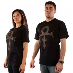 Prince Unisex T-Shirt: Gold Symbol (Black) (Embellished) (Medium)