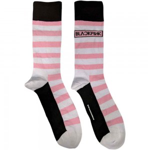 BlackPink Unisex Ankle Socks: Stripes & Logo (White) (UK Size 7 - 11)