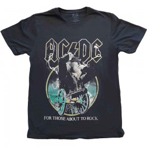 AC/DC Unisex T-Shirt: For Those About To Rock Yellow Outlines (Black) (XX-Large)