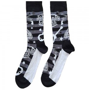 Johnny Cash Unisex Ankle Socks: Guitars ´n Guns (Black, White & Grey) (UK Size 7 - 11)