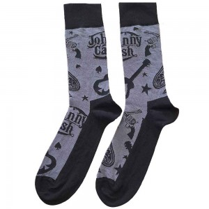 Johnny Cash Unisex Ankle Socks: Guitars ´n Guns (Charcoal Grey & Black) (UK Size 7 - 11)