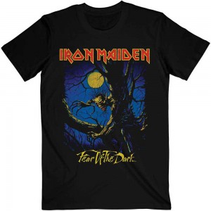 Iron Maiden Unisex T-Shirt: Fear of the Dark Moonlight (Black) (Small)
