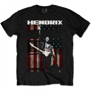 Jimi Hendrix Kids T-Shirt: Peace Flag (Black) (11-12 Years)