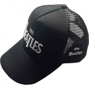 The Beatles Unisex Mesh Back Cap: Drop T Logo & Apple (Black)