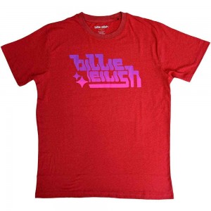 Billie Eilish Unisex T-Shirt: Purple Logo (Red) (X-Large)