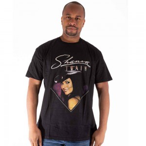 Shania Twain Unisex T-Shirt: Purple Photo (Black) (Medium)