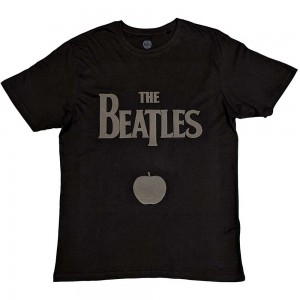 The Beatles Unisex T-Shirt: Drop T Logo & Apple (Black) (Hi-Build) (Medium)