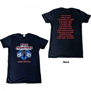 Foo Fighters Unisex T-Shirt: Concrete & Gold 2019 European Tour (Black) (Back Print & Ex-Tour) (Small)