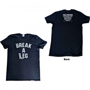 Foo Fighters Unisex T-Shirt: Break A Leg Milton Keynes (Black) (Back Print & Ex-Tour) (Large)