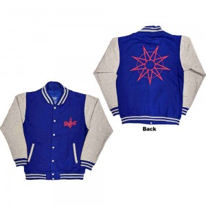 Slipknot Unisex Varsity Jacket: 9 Point Star (Blue & Grey) (Back Print) (Small)
