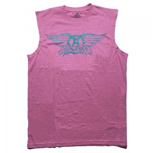 Aerosmith Unisex Tank T-Shirt: Glitter Print Logo (Pink) (Embellished) (Small)