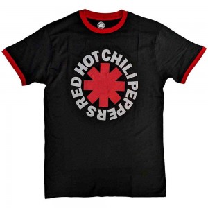 Red Hot Chili Peppers Unisex Ringer T-Shirt: Classic Asterisk (Black) (Medium)