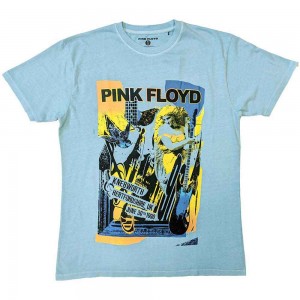 Pink Floyd Unisex T-Shirt: Knebworth Live (Blue) (Wash Collection) (Large)