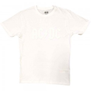 AC/DC Unisex T-Shirt: Logo (White) (Hi-Build White-On-White) (XX-Large)