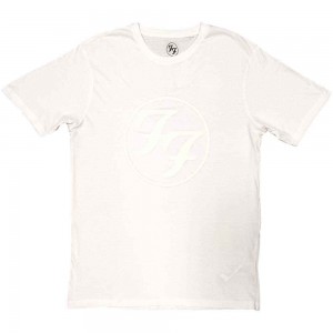 Foo Fighters Unisex T-Shirt: FF Logo (White) (Hi-Build White-On-White) (X-Large)