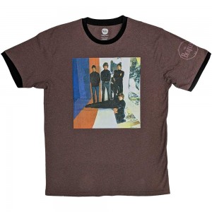 The Beatles Unisex Ringer T-Shirt: Stripes (Maroon Red) (XX-Large)