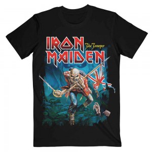 Iron Maiden Unisex T-Shirt: Trooper Eddie Large Eyes (Black) (Small)