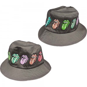 The Rolling Stones Unisex Bucket Hat: Multi-Tongue Pattern (Grey) (Small/Medium)