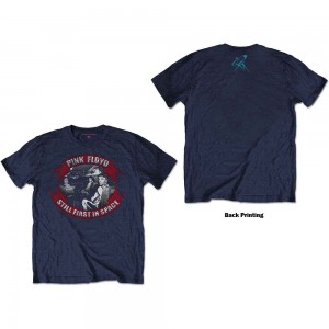 Pink Floyd Unisex T-Shirt: First In Space Vignette (Navy Blue) (Back Print) (Large)