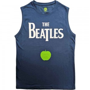 The Beatles Unisex Tank T-Shirt: Drop T Logo & Apple (Denim Blue) (X-Large)