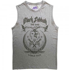 Black Sabbath Unisex Tank T-Shirt: The End Mushroom Cloud (Grey) (Large)