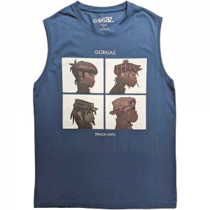 Gorillaz Unisex Tank T-Shirt: Demon Days (Denim Blue) (Medium)