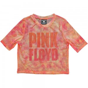 Pink Floyd Ladies Crop Top: Stacked Logo (Pink) (Mesh) (XX-Small)