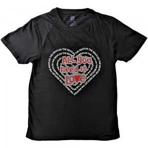 The Beatles Unisex T-Shirt: All You Need Is Love Heart (Black) (X-Large)