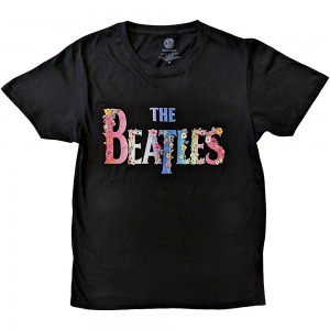 The Beatles Unisex T-Shirt: Floral Logo (Black) (Medium)