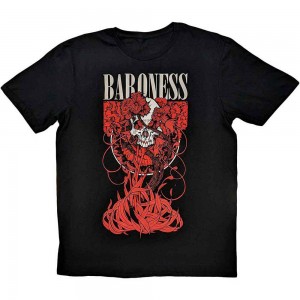 Baroness Unisex T-Shirt: Fleur Skull (Black) (Medium)