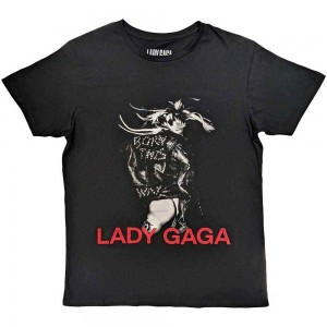 Lady Gaga Unisex T-Shirt: Leather Jacket (Black) (Large)