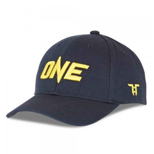 Tokyo Time Unisex Baseball Cap: One Championship Yellow Logo (Navy Blue)