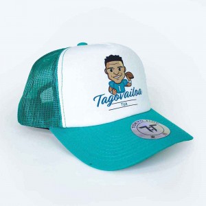 Tokyo Time Unisex Mesh Back Cap: NFLPA Tua Tagovalioa Emoji (White & Turquoise)