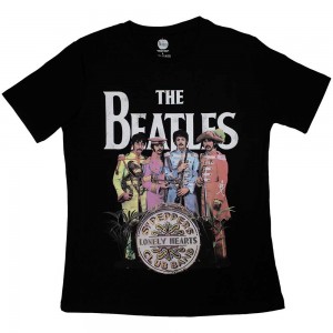 The Beatles Ladies T-Shirt: Sgt Pepper (Black) (Large)
