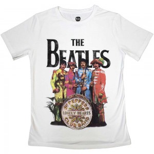 The Beatles Ladies T-Shirt: Sgt Pepper (White) (Small)