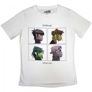 Gorillaz Ladies T-Shirt: Demon Days (White) (Medium)