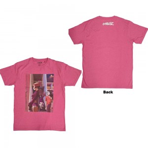 Gorillaz Unisex T-Shirt: The Static Channel (Pink) (Back Print) (Small)