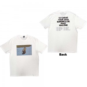 Post Malone Unisex T-Shirt: Resurface 2023 Tour Dates (White) (Back Print & Ex-Tour) (Medium)