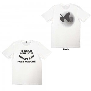 Post Malone Unisex T-Shirt: Spotlight 2023 Tour (White) (Back Print & Ex-Tour) (Small)