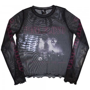 Pink Floyd Ladies Long Sleeve Crop Top: Live Band (Black) (Mesh) (Medium)
