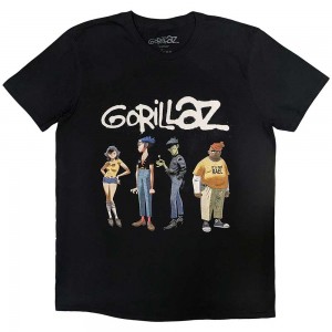Gorillaz Unisex T-Shirt: Spray Logo Group (Black) (Medium)