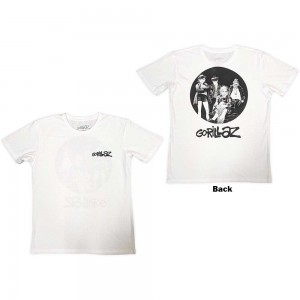 Gorillaz Unisex T-Shirt: Song Machine Brush Logo (White) (Back Print) (Large)